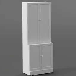 "A white Havsta Ikea wardrobe, modeled in 3D using Blender software, featuring three doors and a shelf. Based on instructions from the Latvian Ikea website. Perfect for those in search of a 3D model for their Blender projects."