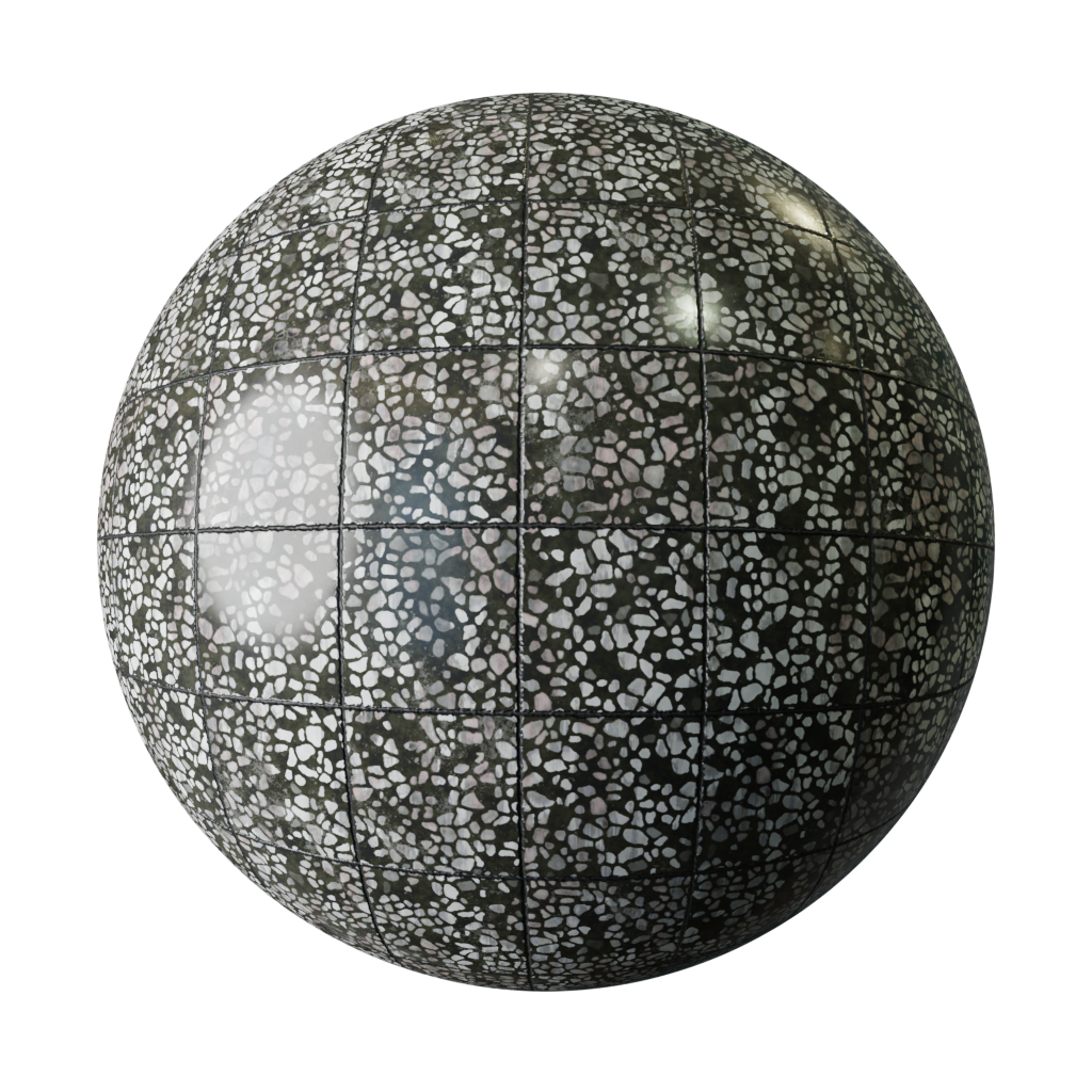 BlenderKit: Download the FREE Black terrazzo tiles material