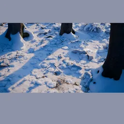 Realistic Snowy Forest Floor Scene