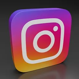 "3D render of the iconic Instagram logo with dynamic curves and a pink and triadic color scheme. Perfect for Instagram highlights and 3D video game design. Watermark removed and available for use in Blender 3D software."