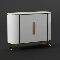 Modern rounded white sideboard