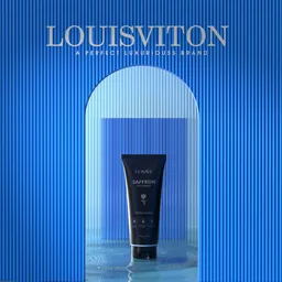 3D-rendered skincare product scene with serene blue theme for visualizing consumer goods in Blender.