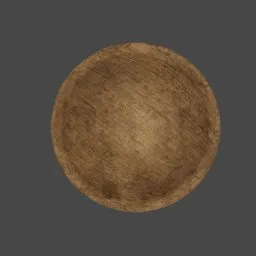 Realistic textured small wooden bowl 3D model, ideal for medieval scenes in Blender.
