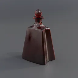 "Rendered in realistic detail, this red glass bottle with a cap is a versatile 3D model that can be easily customized with different textures in Blender 3D. Inspired by Roelant Savery and suitable for a range of designs, from potions to oils."