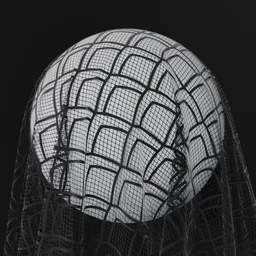 High-quality PBR lace fishnet fabric material for 3D modeling in Blender and other software, featuring a detailed and seamless pattern.