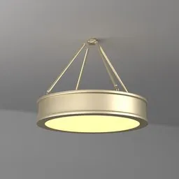 Modern 3D-rendered gold and cream Pancake pendant lamp for interior design, compatible with Blender software.