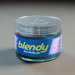 Realistic customizable 3D model of Blendy hair gel pot designed for Blender rendering.