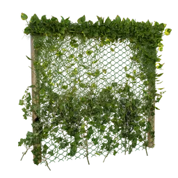 Realistic ivy-covered 3D fence model suitable for Blender rendering and scene integration.