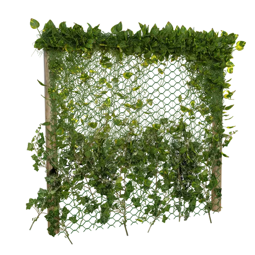Realistic ivy-covered 3D fence model suitable for Blender rendering and scene integration.