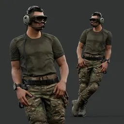 Tactical Infantry Soldier Leaning Pose