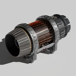 Detailed sci-fi spacecraft engine with high-resolution textures, optimized for Blender 3D rendering.