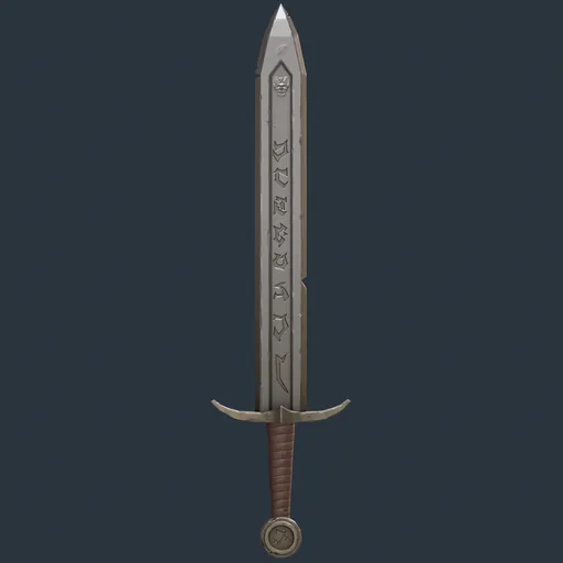 Engraved Medieval Sword shine metal