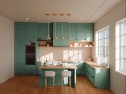 Green Wooden Kitchen