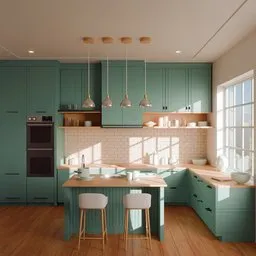 Green Wooden Kitchen
