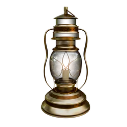 Detailed 3D rendering of a vintage gold lantern, suitable for Blender 3D projects.