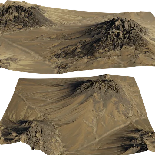 Detailed 3D mountain terrain model showcasing intricate textures and realistic topology for Blender artists.