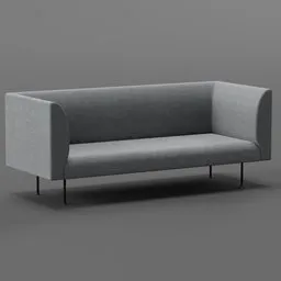 "Kare 3 Seats Sofa: A stylish and detailed 3D model for Blender 3D. Inspired by the Scandinavian company Jysk, this modern couch features a gray back, black legs, and accurate high-definition details. Perfect for interior designers and product design renders."