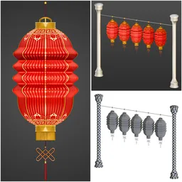 Realistic Chinese New Year Red Lantern
