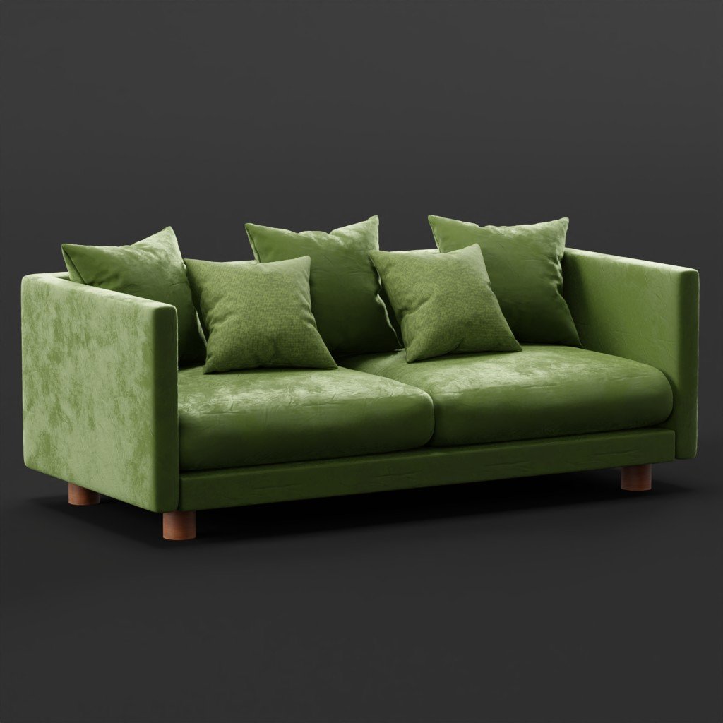 Velvet sofa green FREE Sofas models BlenderKit