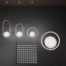 Bauhaus-inspired 3D ceiling light model with replaceable colors, ideal for interior renderings in Blender.