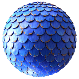 High-quality PBR Stylized Roof Round material with blue tiles for 3D Blender roofing textures.