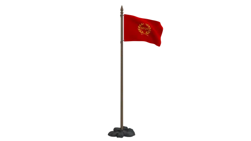 Animated low-poly Roman Empire flag 3D model, suitable for Blender renderings, with detailed textures and design.