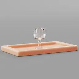 Stylized Wine Glass on Wooden Board