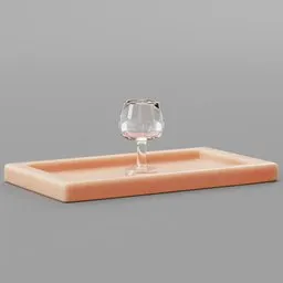 Stylized Wine Glass on Wooden Board