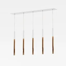 "Baileyton 5 Cylinder LED Pendant - Modern/Industrial Ceiling Light Fixture with Five LED Pendants in Rose Gold Finish. Available for purchase on Wayfair. Created using Blender 3D software."