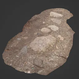 Detailed 3D model of forest ground with rocks and debris, ideal for Blender environmental scenes.