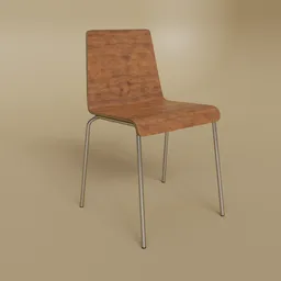"Chair Chair 3D model - a simple and stylish regular chair made with wood and metal, suitable for Blender 3D software. Subdivided and lightweight, with proper UVs and materials from AmbientCG and BlenderKit community. Great proportions, nice materials, and a reasonable price make this chair a good choice."