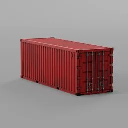 Detailed red 3D model cargo container optimized for Blender rendering and video game asset development.