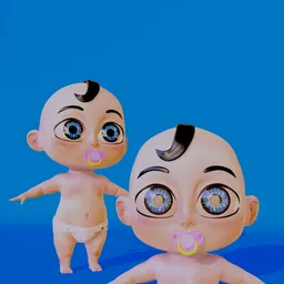 Stylized Cartoon Baby Boy Character - Rigged (Rigify)