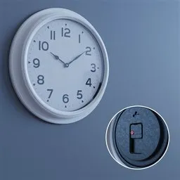 "Modern wall clock 3D model designed for Blender 3D. Features mechanism for back rendering and easy time placement constraints. V-Ray collection, Swiss design, and realistic subsurface scattering effects."