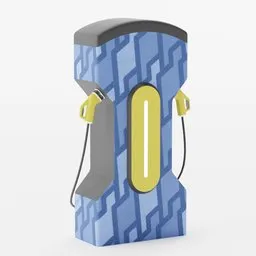 3D model of an electric vehicle charger with high-resolution textures, compatible with Blender 3D.