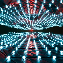 Neon Grid of Lights