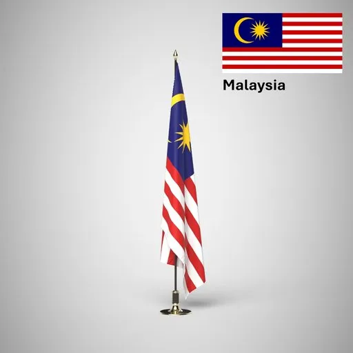 Malaysia Ceremonial flag on stand