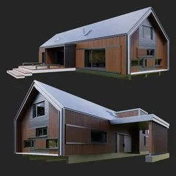 Modern Wood House with Gable Roof