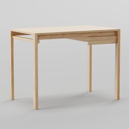 Realistic wooden desk 3D model with detailed textures, ideal for Blender rendering and interior design visualizations.