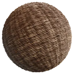 High-resolution PBR wicker material texture for realistic 3D rendering in Blender and other software.