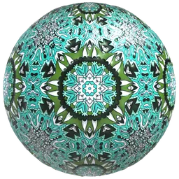 Intricate Mandala 13 PBR ceramic tile material with customizable features for Blender 3D seamless designs.