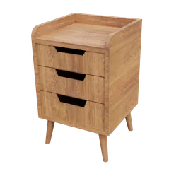 Modern mid-century style drawer with realistic wood texture for interior design 3D rendering in Blender.