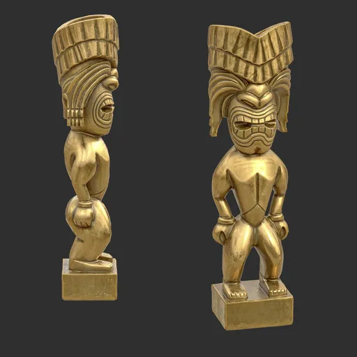 Tiki God Elder Shaman Statue Gold