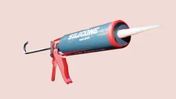 Detailed 3D model of a silicone caulk gun for Blender artists and 3D designers, isolated object, downloadable.