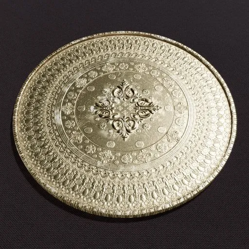 Detailed 3D model of an ornate gold coin with intricate designs, created using Blender and 4K textures.