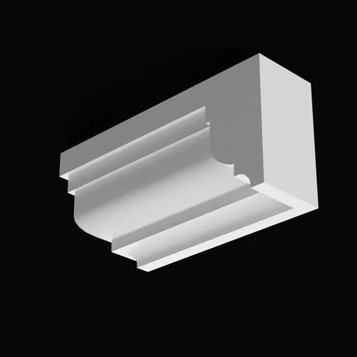 Detailed 3D crown molding carving for architectural visualization in Blender, offering modular customization for interior design.