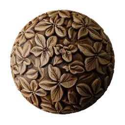 Wood with a carved floral pattern