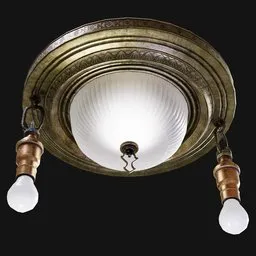 Nouveau Exposed Bulb Flush-Mount Lamp