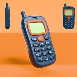 Cartoon-Style Retro Mobile Phone