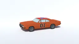 "Quads-only mesh of low-poly style 1969 Charger, optimized for CG visualization and renderings, in Blender 3D format."